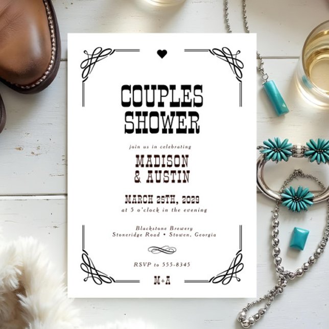 Rustic Western Cowboy Couples Bridal Shower Invitation (Creator Uploaded)