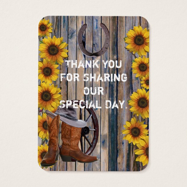 Rustic western cowboy favour thank you tag (Back)