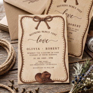 Rustic Western Cowboy Hat Lasso Wedding Invitation