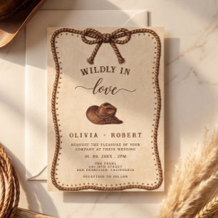 Rustic Western Cowboy Hat Wildly In Love Wedding Invitation