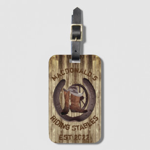 Rustic western cowboy luggage tag