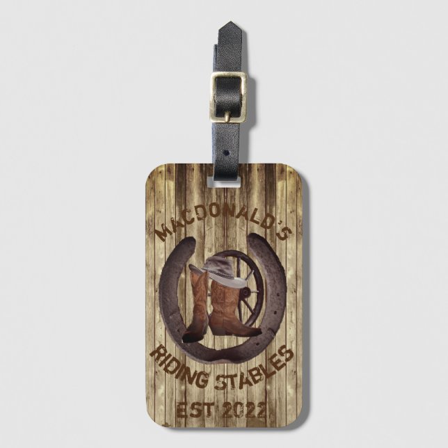 Rustic western cowboy luggage tag (Front Vertical)