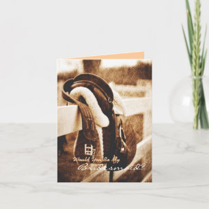 Rustic western cowboy Will You Be My Bridesmaid Invitation