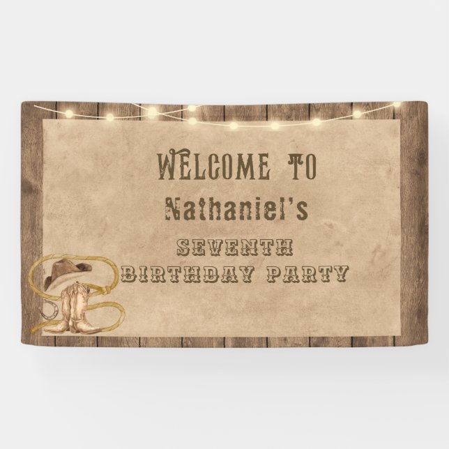 Rustic western cowboy you are wanted birthday  banner (Horizontal)