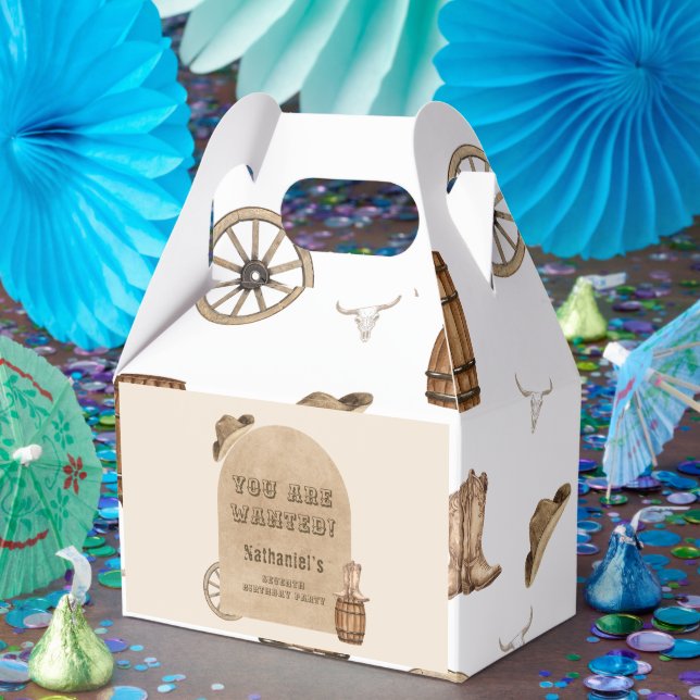 Rustic western cowboy you are wanted birthday  favour box (Party)