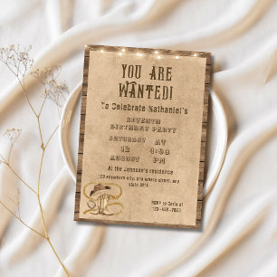 Rustic western cowboy you are wanted birthday  invitation