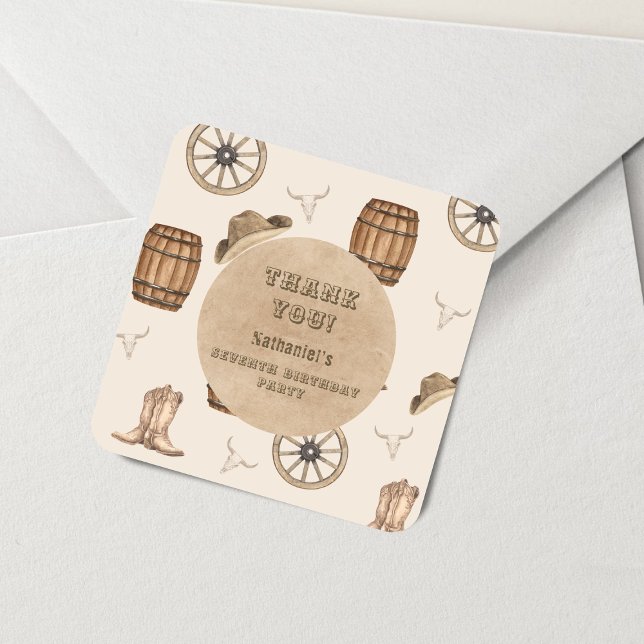 Rustic western cowboy you are wanted birthday  square sticker (Creator Uploaded)