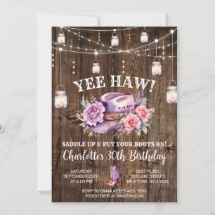 Rustic Western Cowgirl Birthday Party Invitation