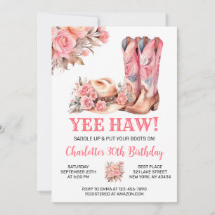 Rustic Western Cowgirl Birthday Party Invitation
