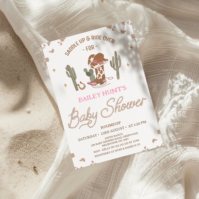 Rustic Western Cowgirl Boot Cowgirl Baby Shower Invitation (Cowgirl Baby Shower Invitation, Western Baby Shower Invitation Girl, Wild West, Southern Country, )