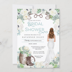 Rustic Western Cowgirl Boots Bridal Shower Invitation