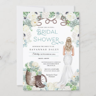 Rustic Western Cowgirl Boots Bridal Shower Invitation
