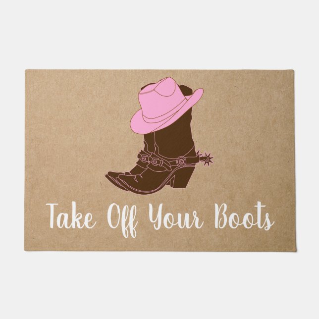 Rustic Western Cowgirl Boots Take Off Your Boots Doormat (Front)
