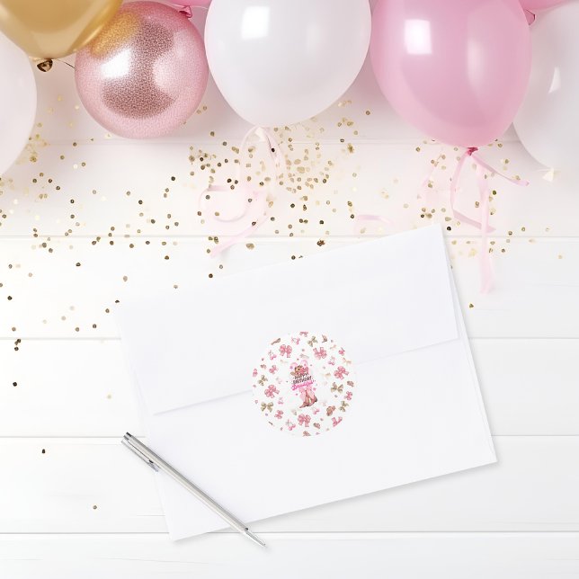 Rustic Western Cowgirl Happy Birthday Girly Classic Round Sticker (Creator Uploaded)