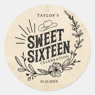 Rustic Western Cowgirl Sweet Sixteen Sticker