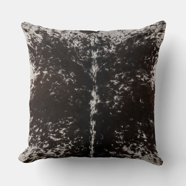 Rustic Western Cowhide Black and White Cushion (Front)