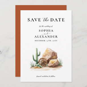 Rustic Western Desert Cactus Save the Date Invitation