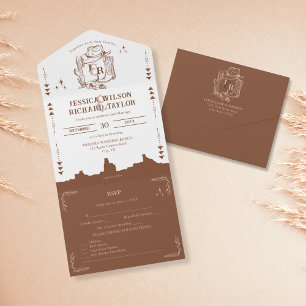 Rustic Western Desert Cowboy Boots Skull  All In One Invitation