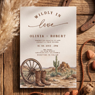 Rustic Western Desert Cowboy Boots Wedding Invitation