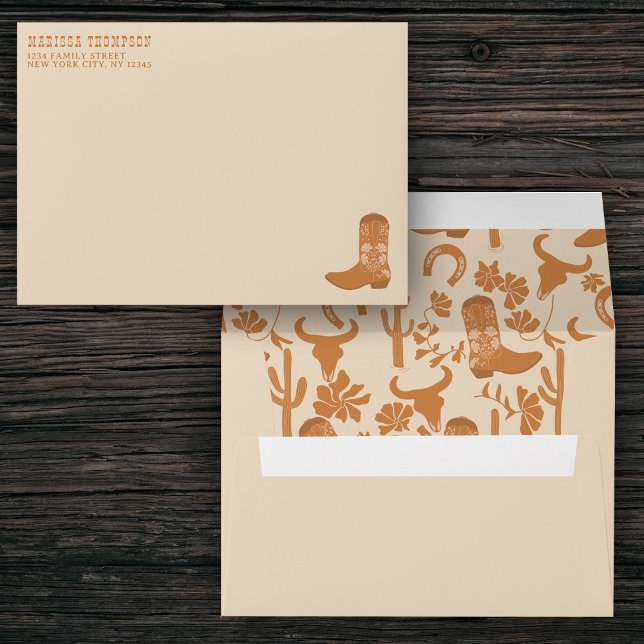 Rustic Western Earth Tone Country Cowboy Boots Envelope (Rustic Western Earth Tone Country Cowboy Boots Envelope)