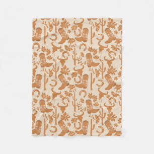 Rustic Western Earth Tone Country Cowboy Boots Fleece Blanket