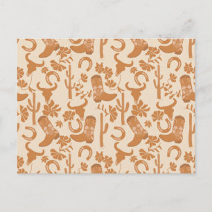 Rustic Western Earth Tone Country Cowboy Boots Postcard