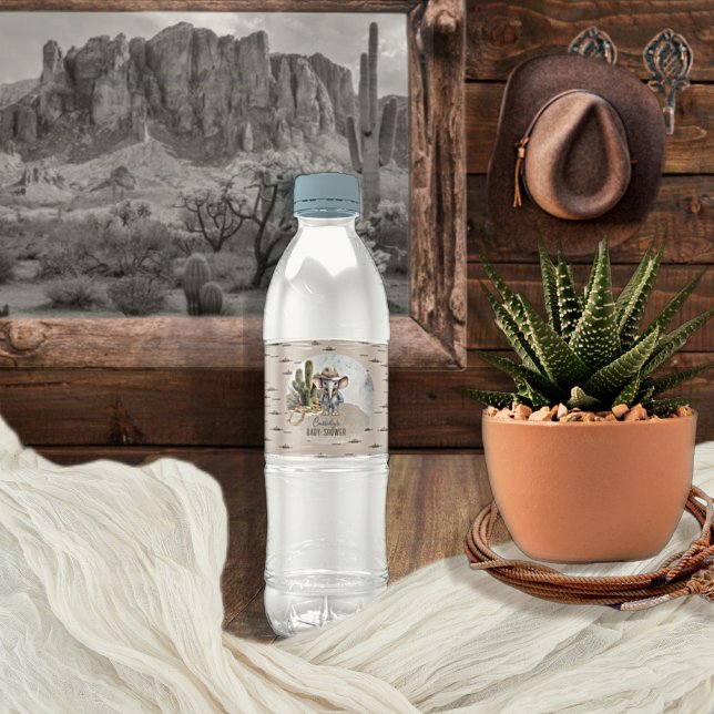 Rustic Western Elephant Cowboy Boy Baby Shower Water Bottle Label (Rustic Western Elephant Cowboy Boy Baby Shower Water Bottle Labels)
