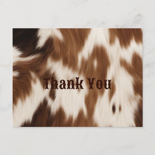 Rustic Western Farm Ranch Cowboy Cattle Thank You Postcard (Front)