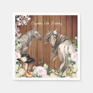 Rustic Western Floral Cowgirl Birthday Party Napkin