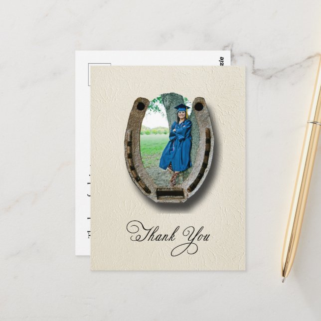 Rustic Western Graduation Thank You postcard (Front/Back In Situ)