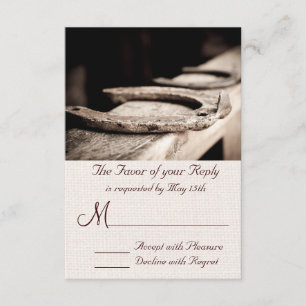 Rustic Western Hoof Horse Shoe Wedding RSVP Cards