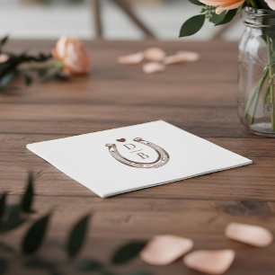 Rustic Western Horseshoe Custom Monogram Wedding Napkin