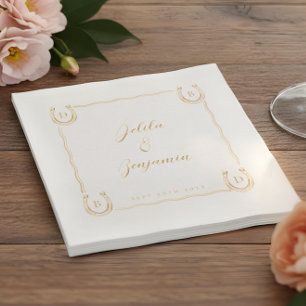 Rustic Western Horseshoe Name & Monogram Wedding Foil Napkins