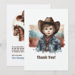 Rustic Western Howdy, Partner! Cowboy Birthday Thank You Card