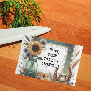 Rustic Western Kitchen Towel 'I Never Gossip 
