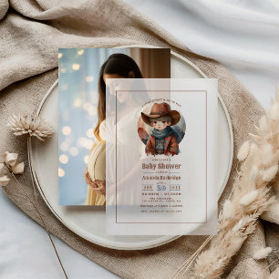 Rustic Western Little Cowboy Baby Shower Vellum Invitations
