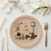 Rustic Western Mr & Mrs Party Plates