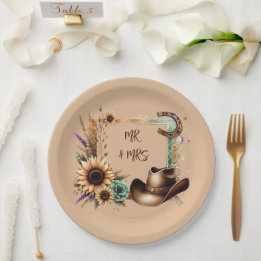 Rustic Western Mr & Mrs Party Plates