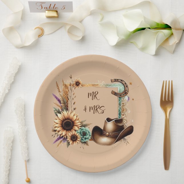 Rustic Western Mr & Mrs Party Plates (Wedding)