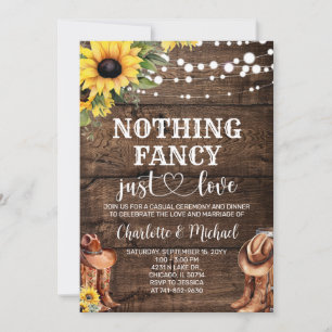Rustic Western Nothing Fancy just love Wedding Invitation