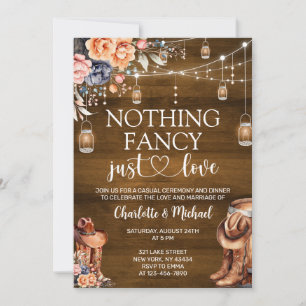 Rustic Western Nothing Fancy Just Love Wedding Invitation