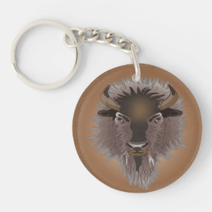 Rustic Western Plains Bison Keychain