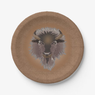 Rustic Western Plains Bison Paper Plate