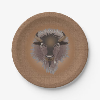 Rustic Western Plains Bison Paper Plate