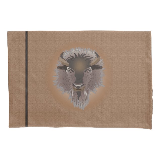 Rustic Western Plains Bison Pillowcase (Front-Left)