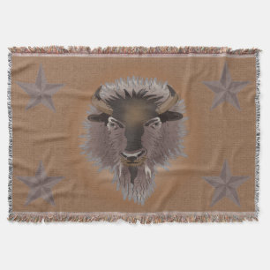 Rustic Western Plains Bison Throw Blanket