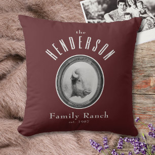 Rustic Western Ranch Buffalo Custom Red Cushion