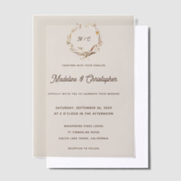 Rustic Western Ranch Monogram Wedding Vellum Invitations