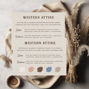 Rustic Western Ranch Wedding Attire Enclosure Card