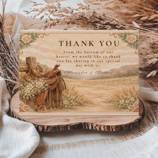 Rustic Western Ranch Wedding Thank You Card (Creator Uploaded)